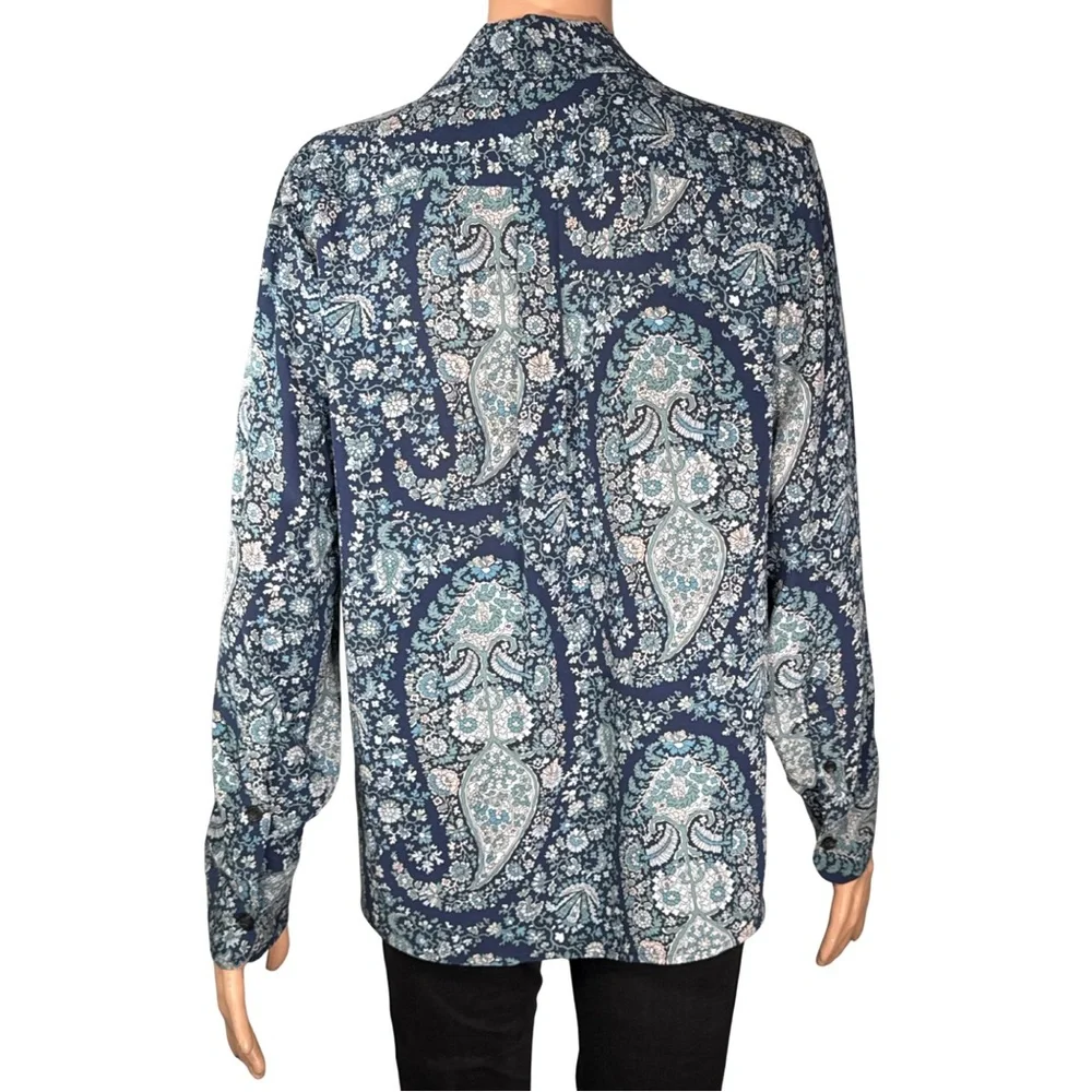 J.Crew Re-Imagined Washable Silk Paisley Popover Blouse – Size S